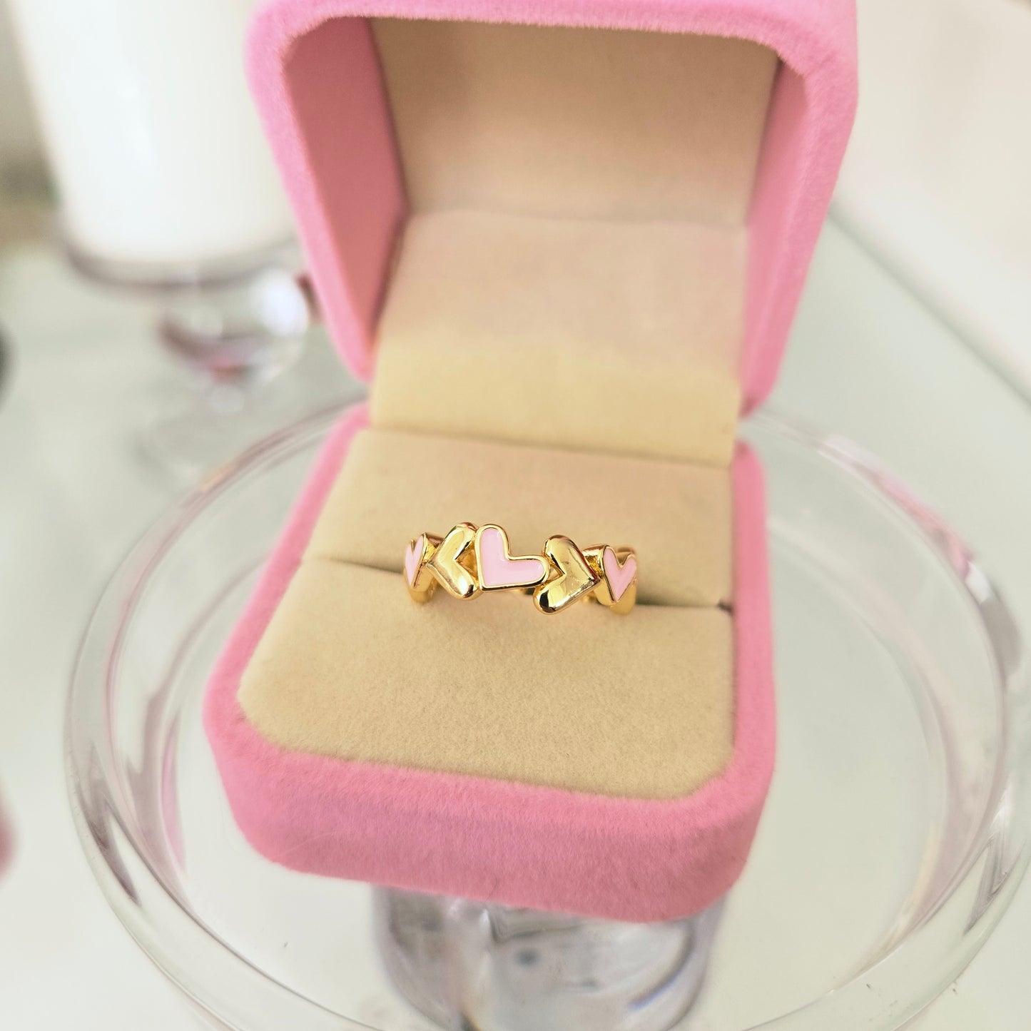 Anillo Corazones Rosa