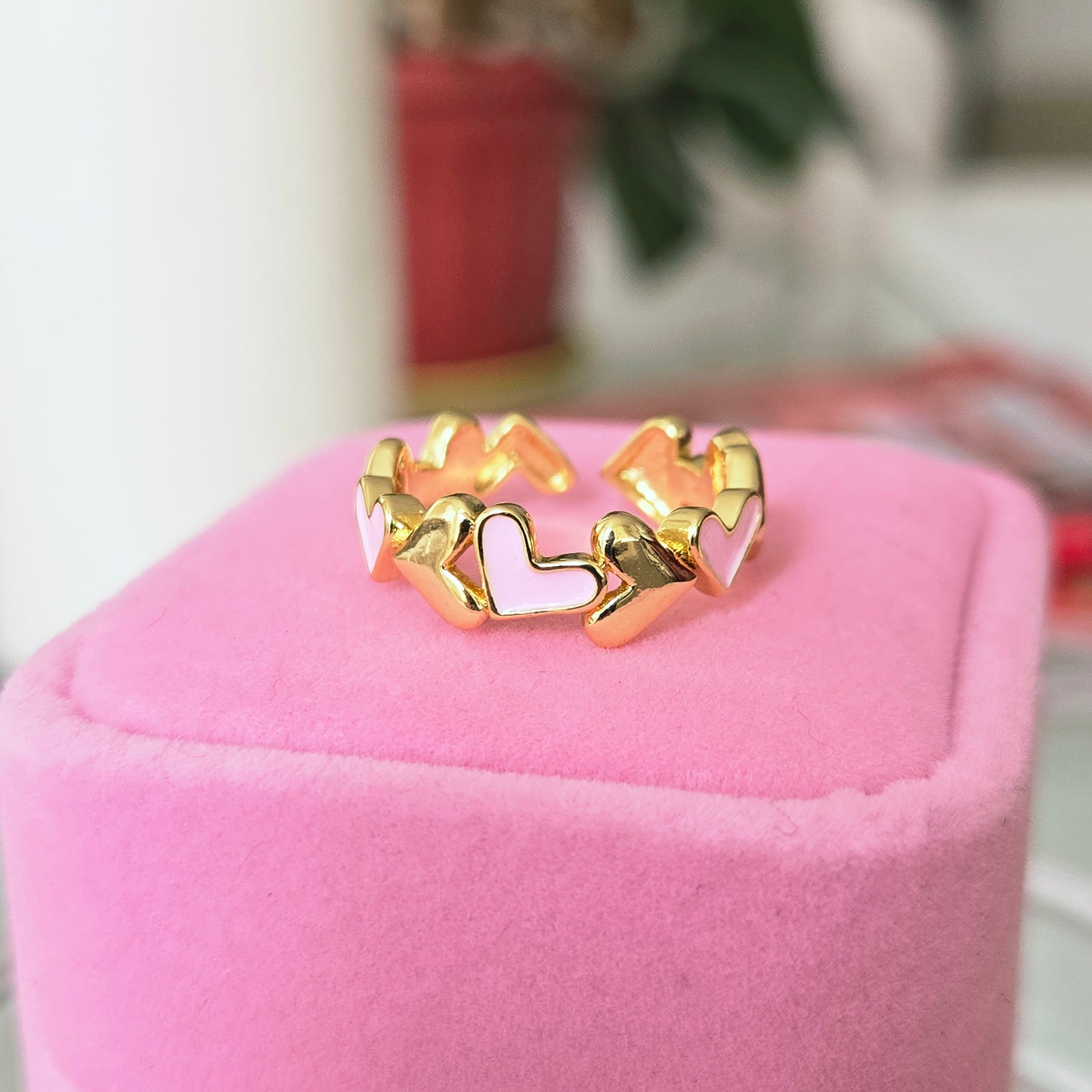 Anillo Corazones Rosa