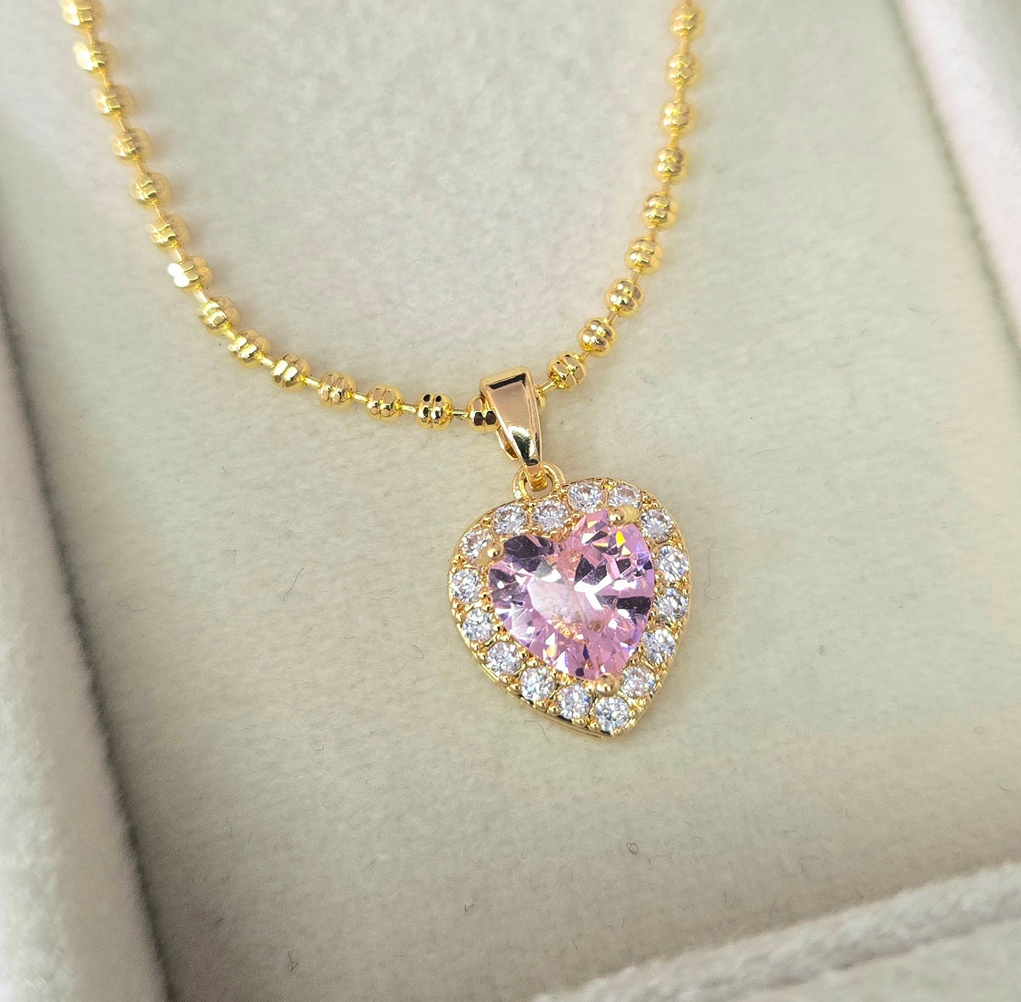 Cadena Corazón Rosa