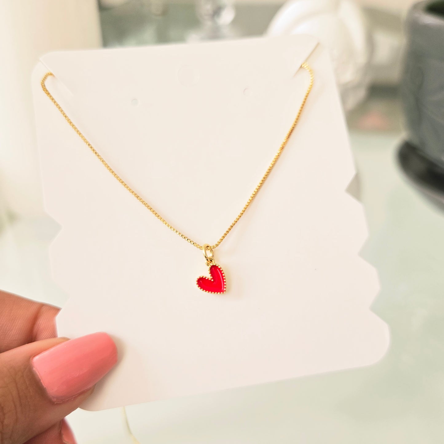 Cadena Mini Corazón Roja