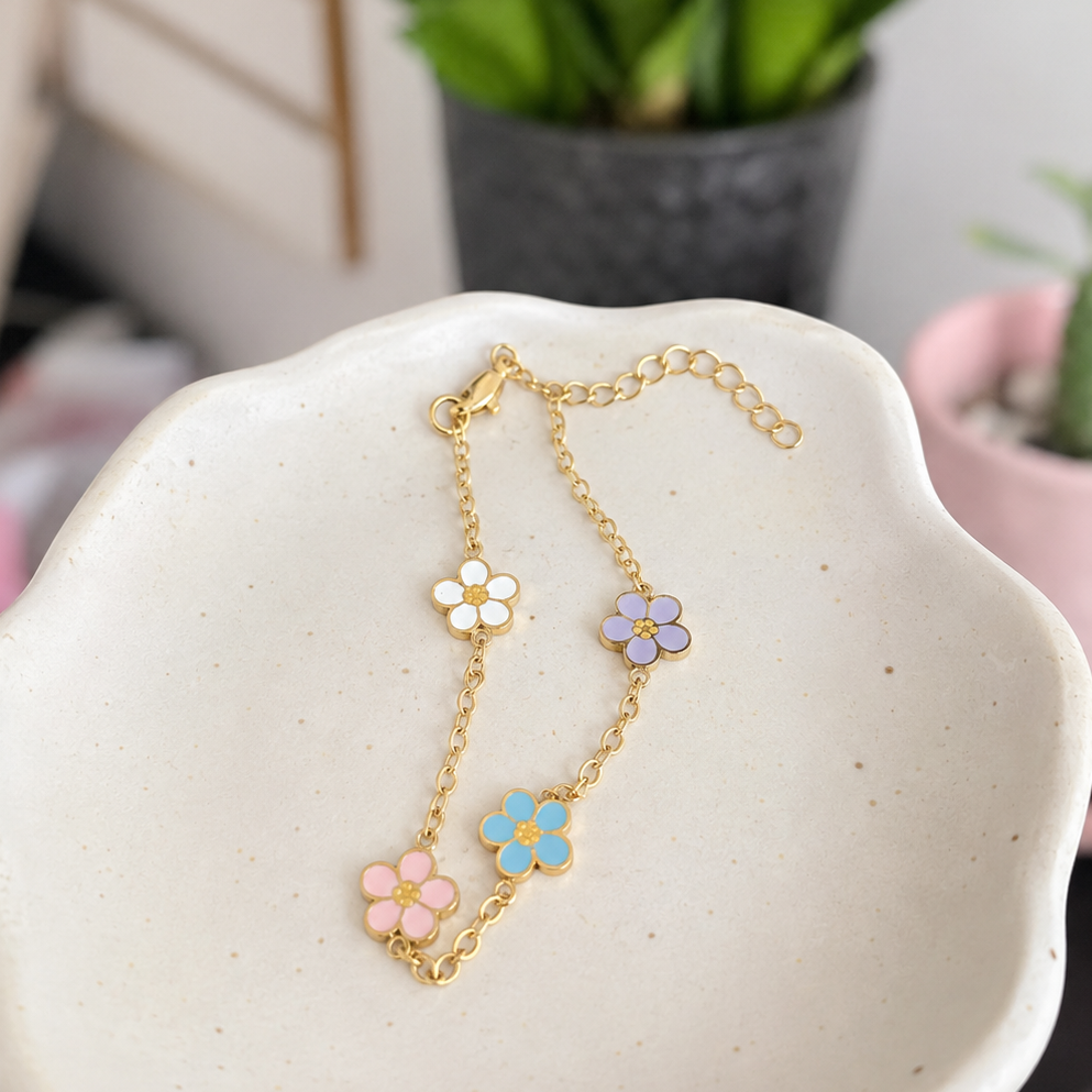 Pulsera Florecitas Acero