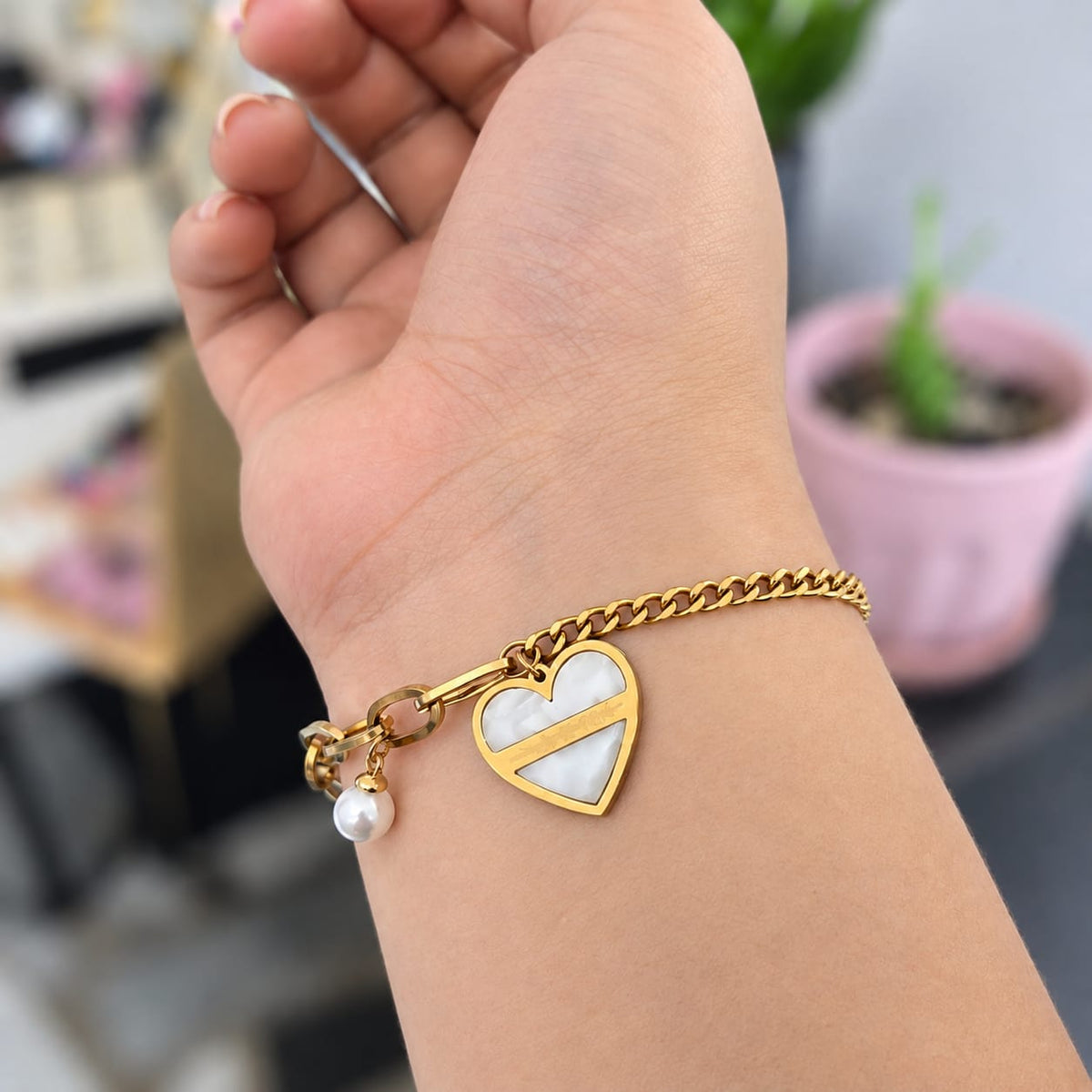 Pulsera Corazón Love Nacar