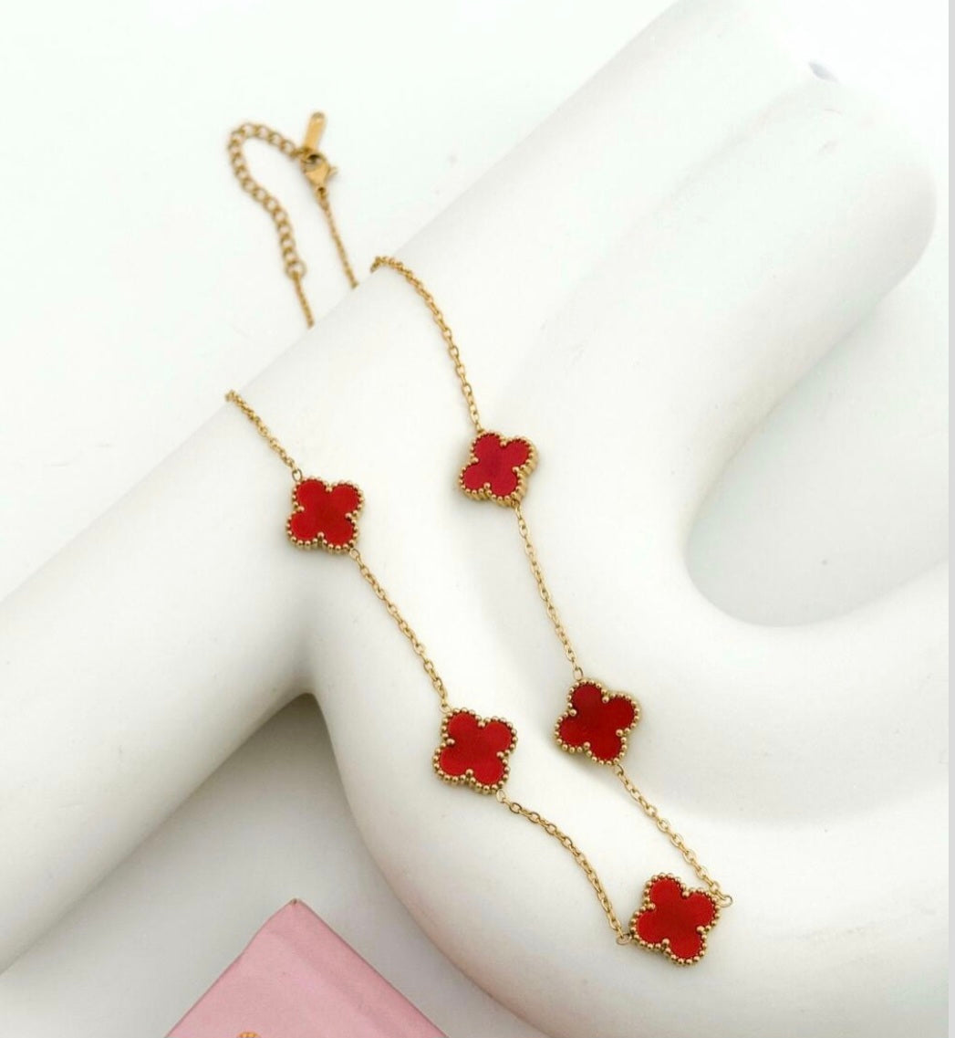 Collar Van Cleef Rojo Acero