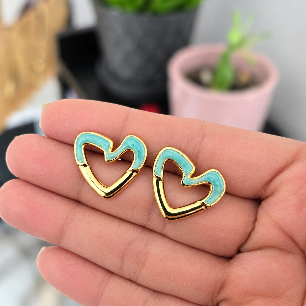 Topos Corazón Aguamarina Acero