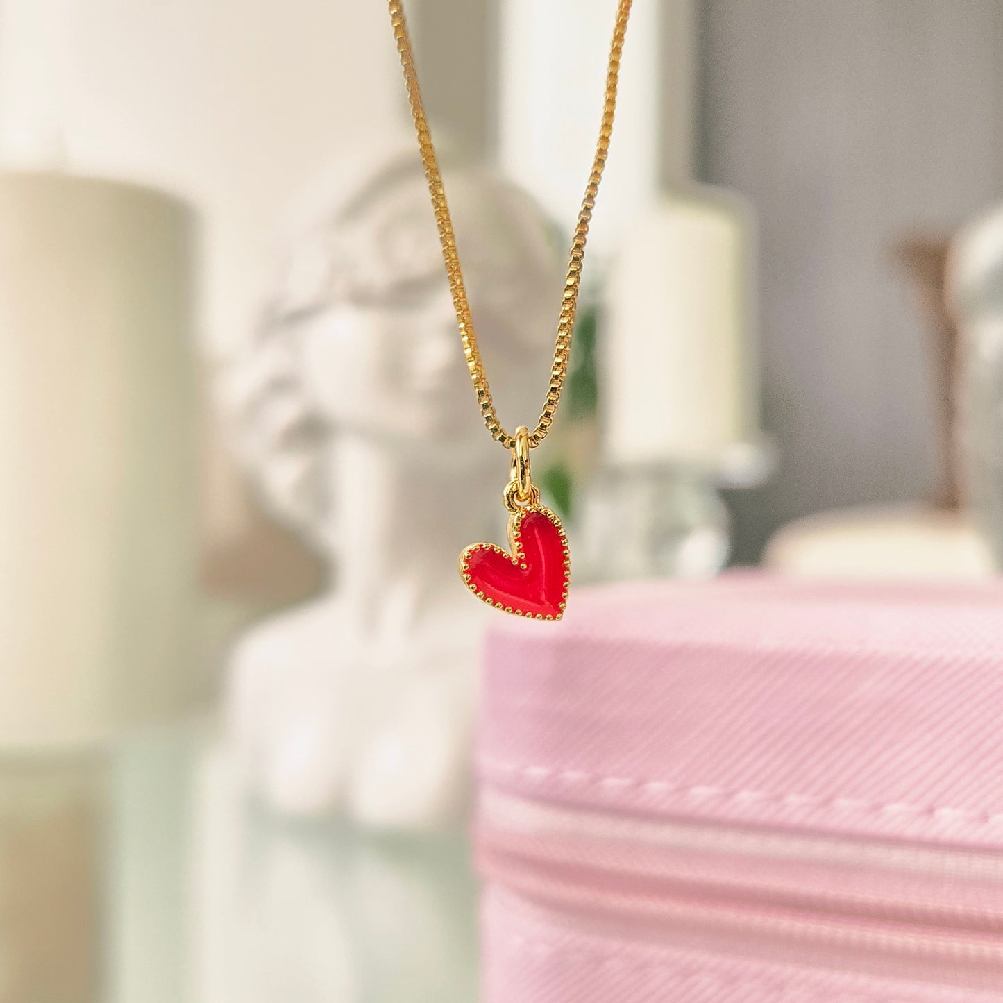 Cadena Mini Corazón Roja