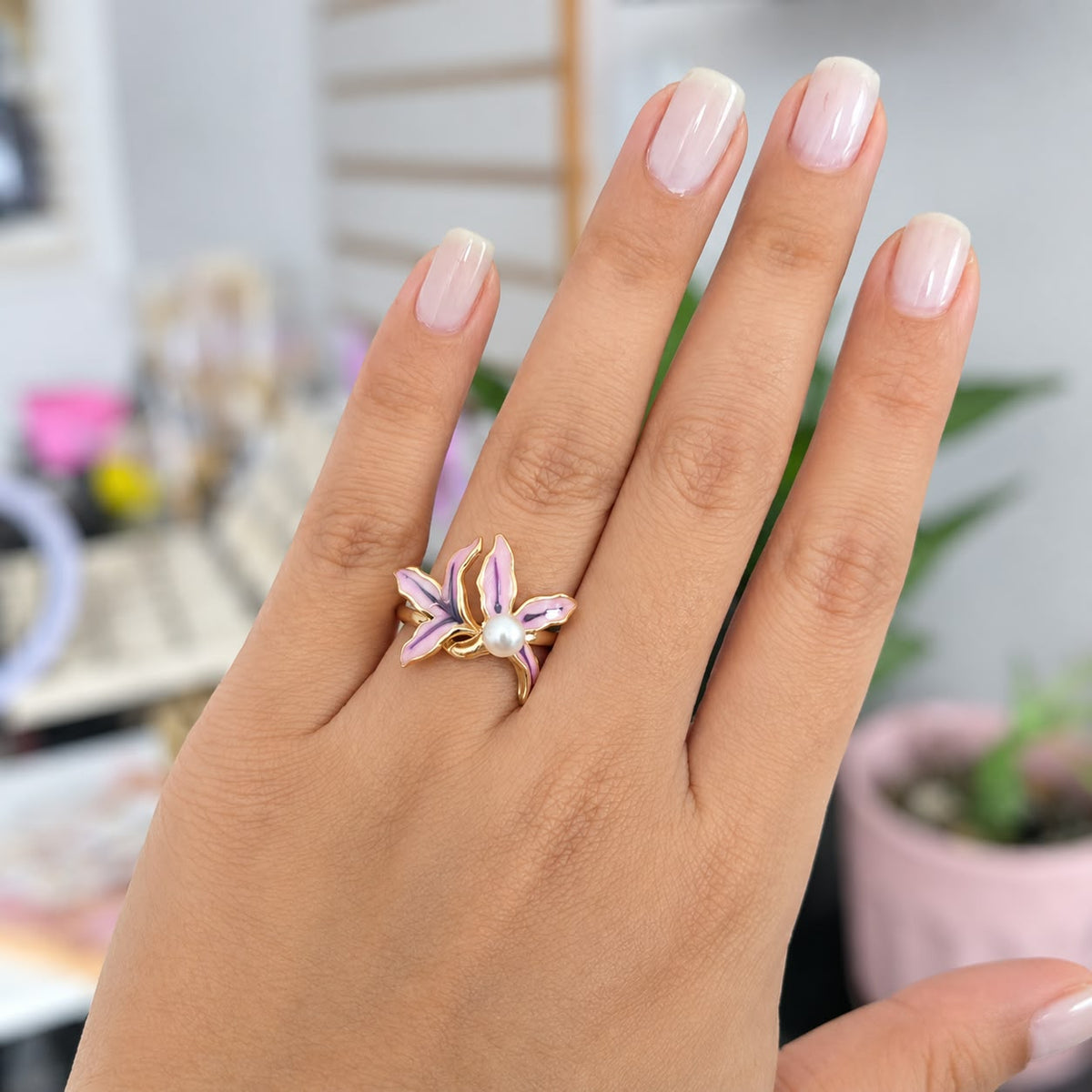 Anillo Flor Perla