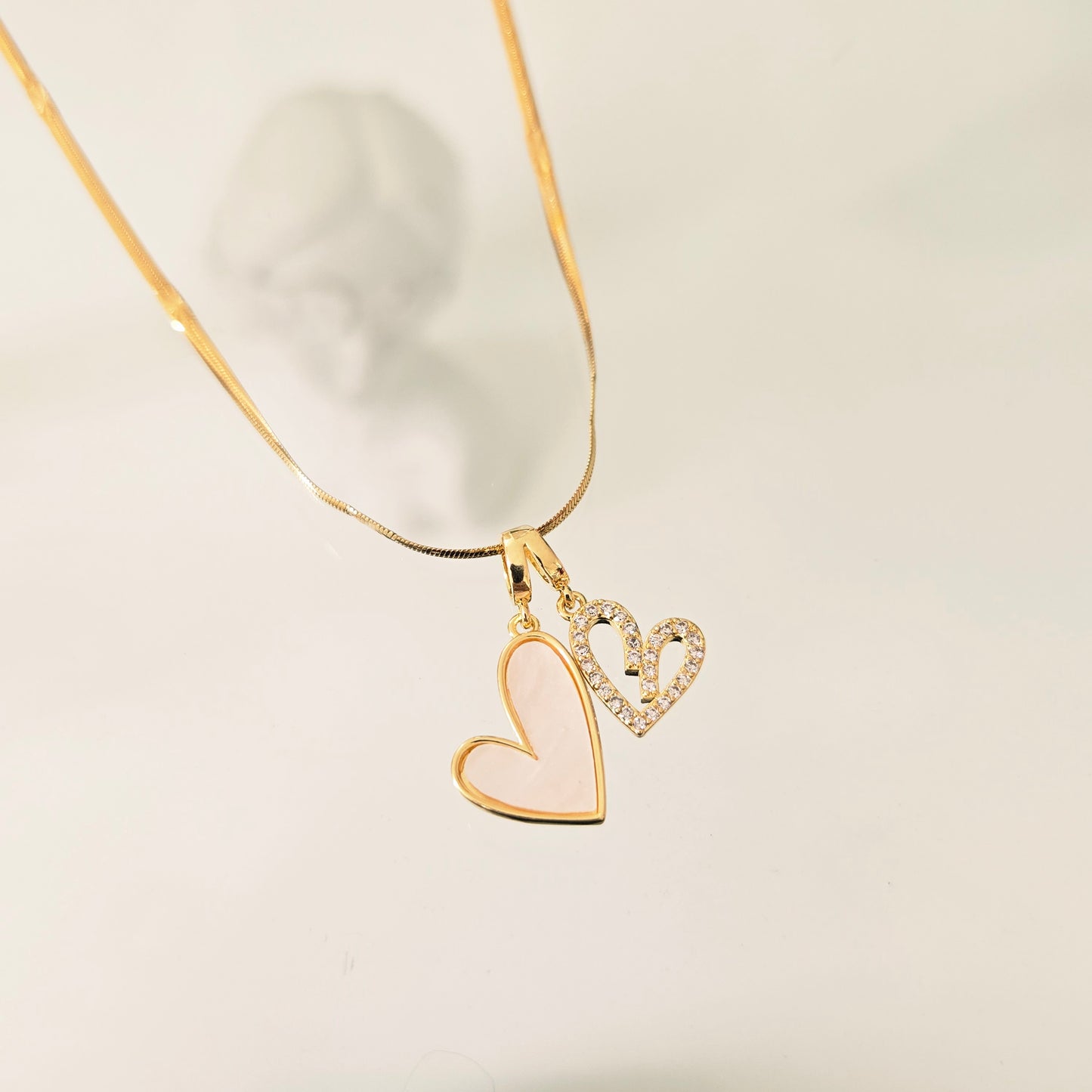 Cadena Doble Corazón Nacar