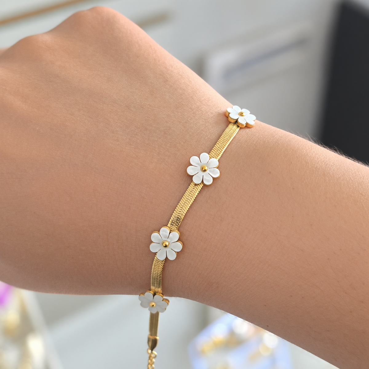 Pulsera Flores Acero