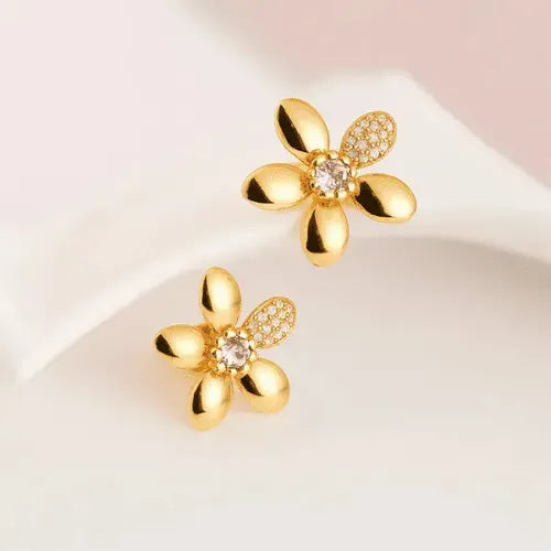 Aretes Flor en Rodio