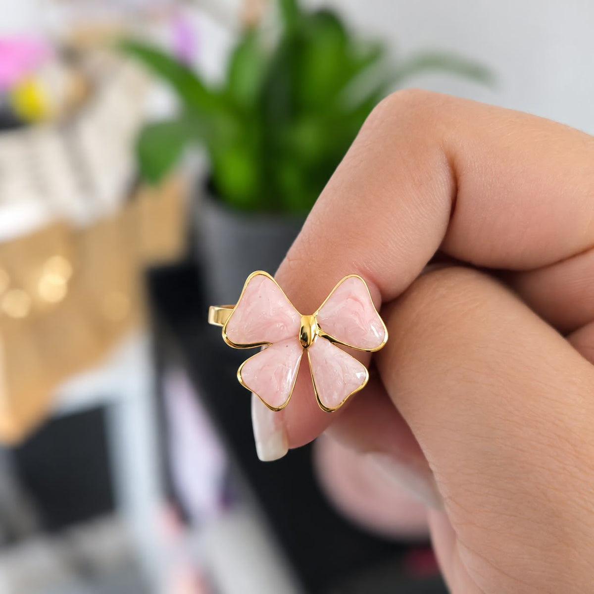 Anillo Moño Rosa Acero