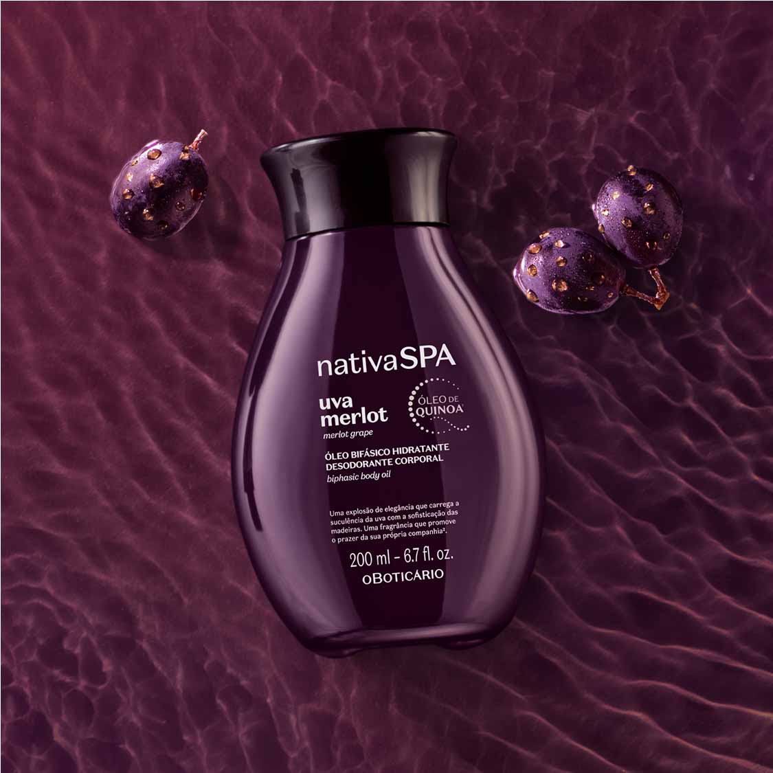 Óleo hidratante corporal uva merlot Nativa Spa 200ml