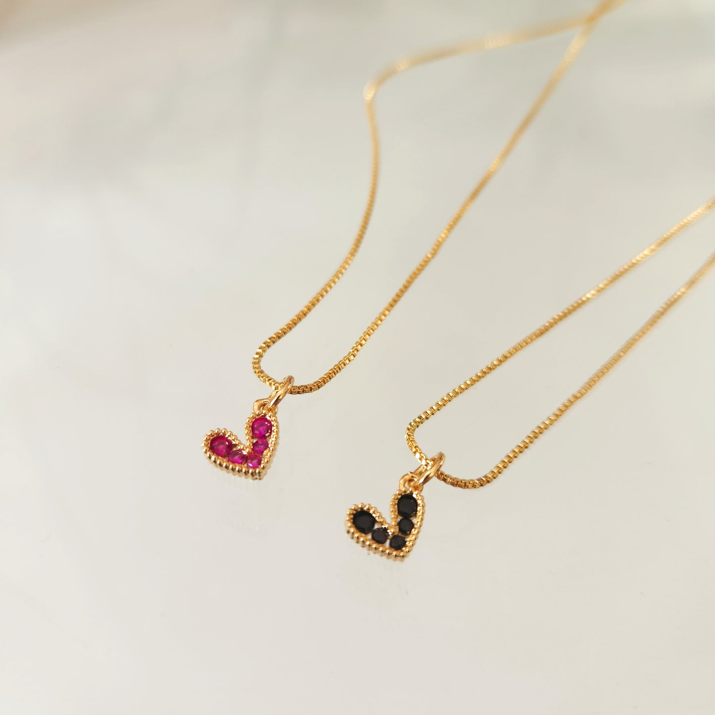 Cadena Mini Corazón Fucsia