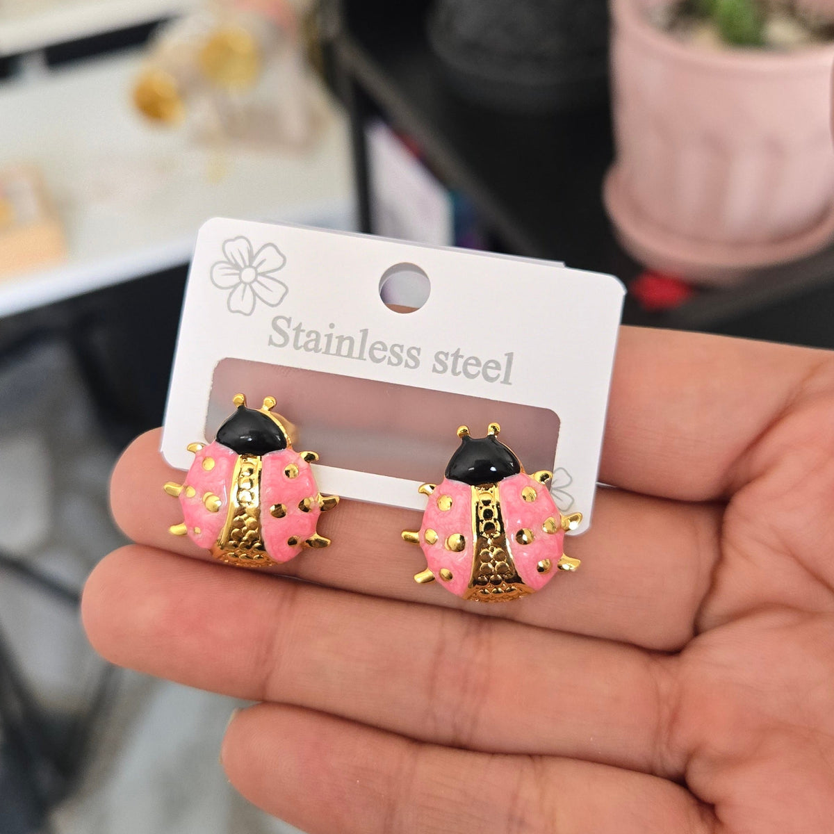 Topos Mariquita Rosados Acero