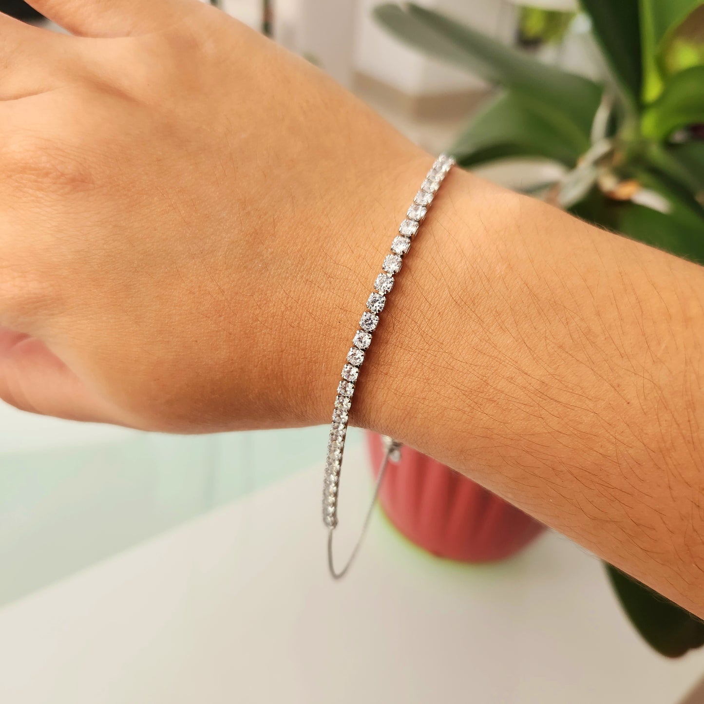 Pulsera Plateada Cristales