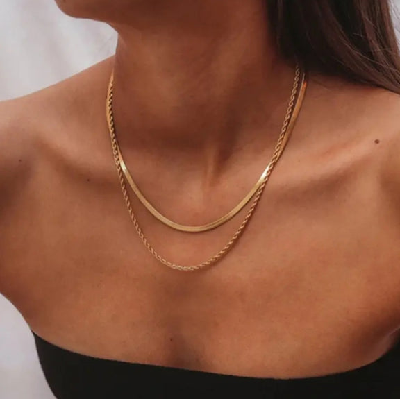 Collar Doble Snake Lasso Acero
