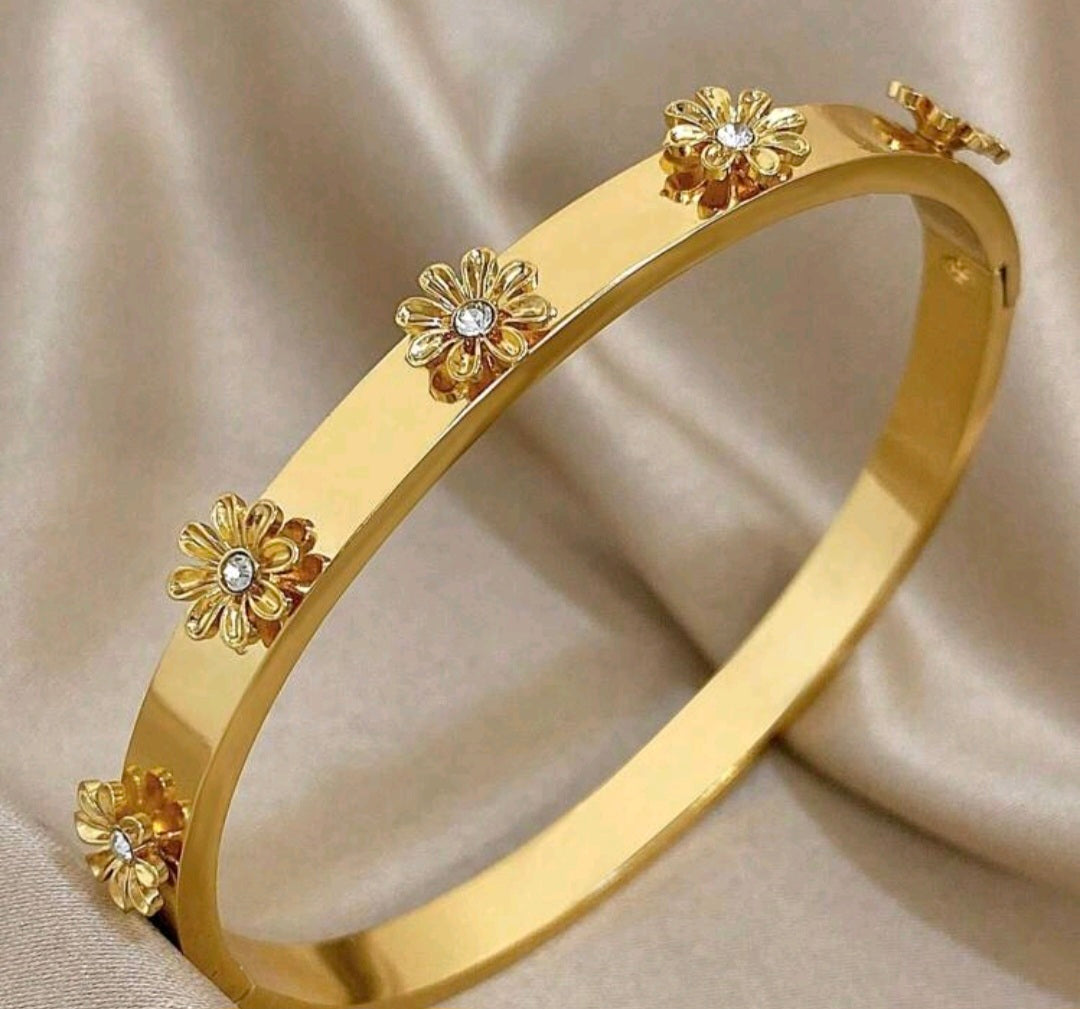 Brazalete Flores Acero