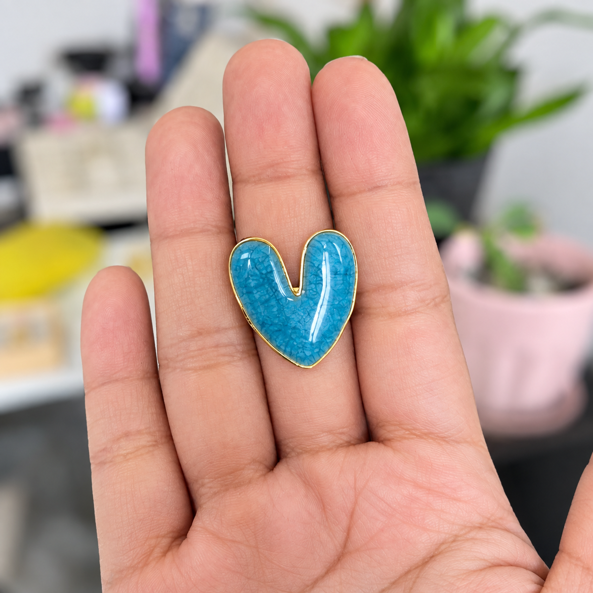 Anillo Corazón Azul Ajustable Acero