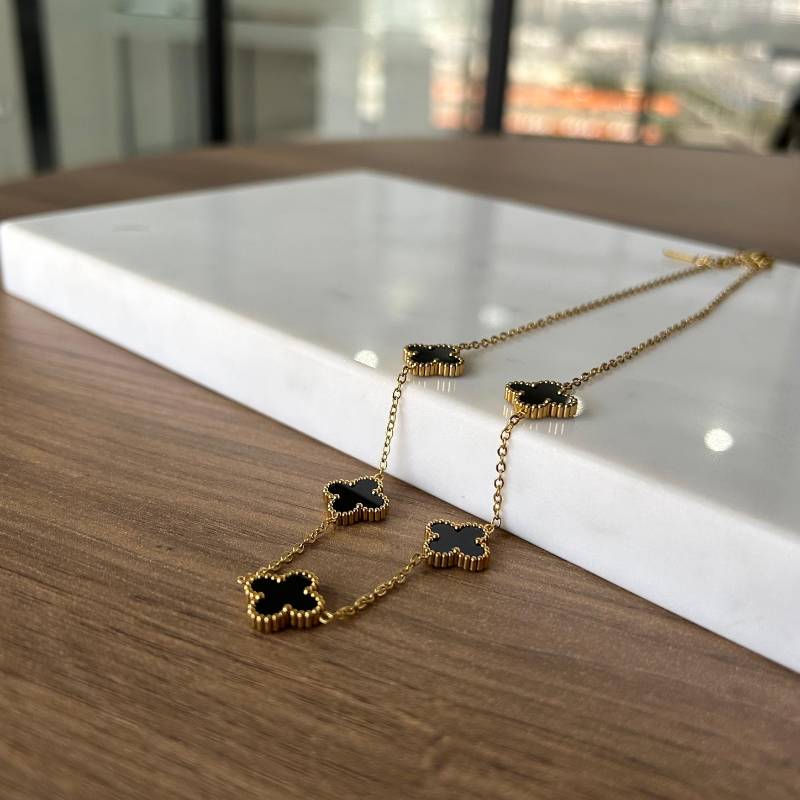 Collar Van Cleef Negro Acero