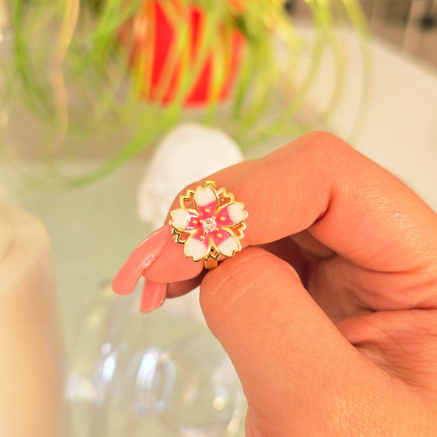 Anillo Flor Giratorio talla 6