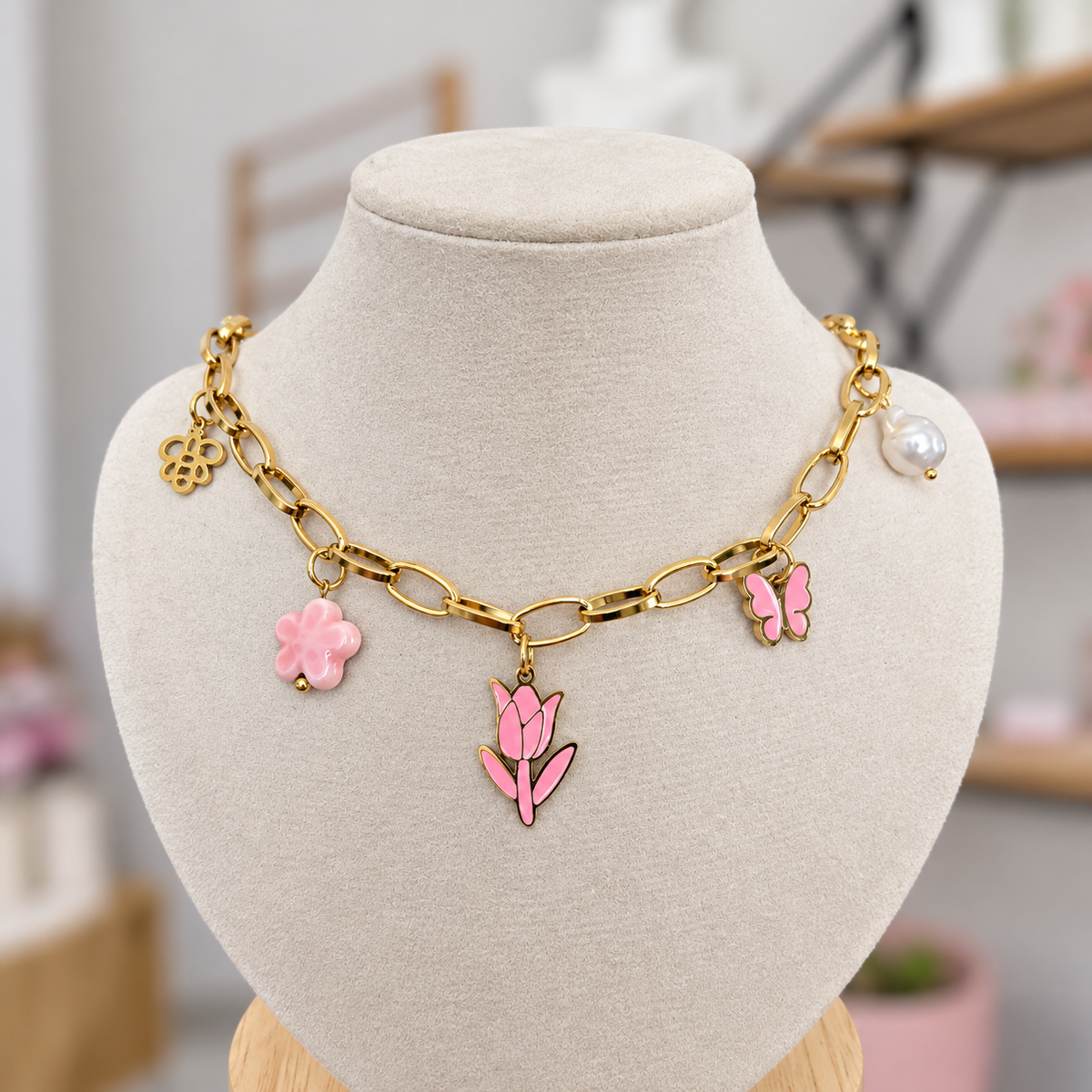 Collar Charms Tulipan Acero
