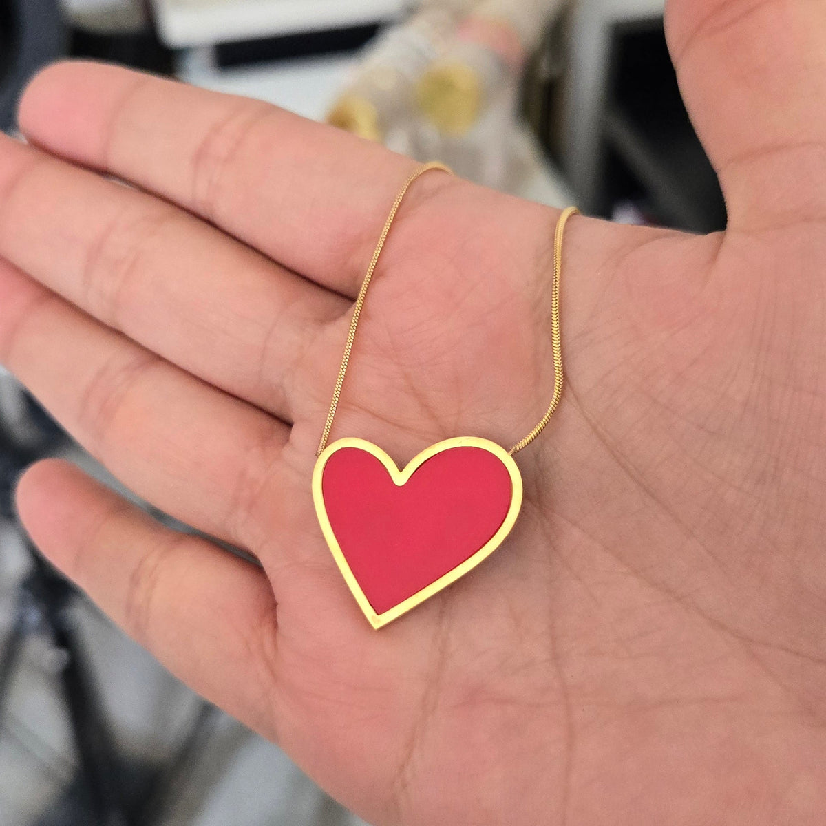 Cadena Corazón Roja Acero