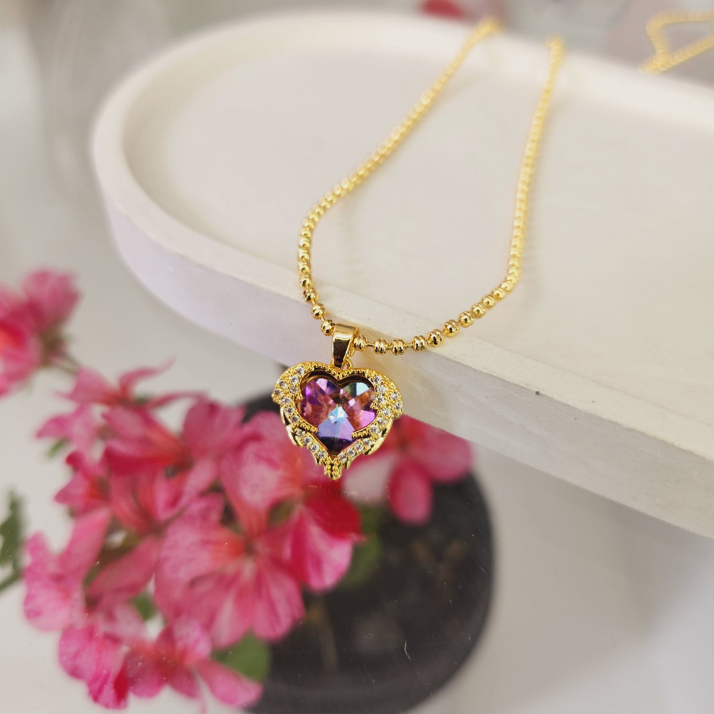 Collar Ángel Corazón Morado