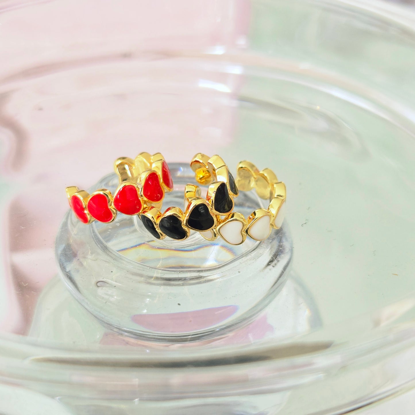 Ear cuff Corazones Negro