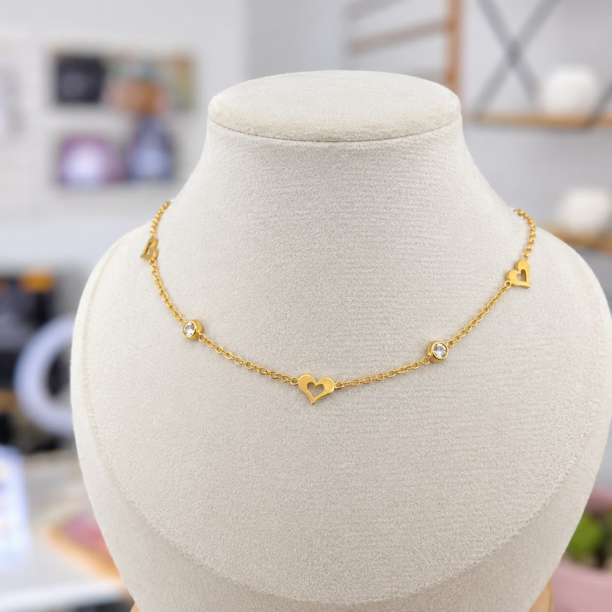 Chocker Corazones Cristal Acero