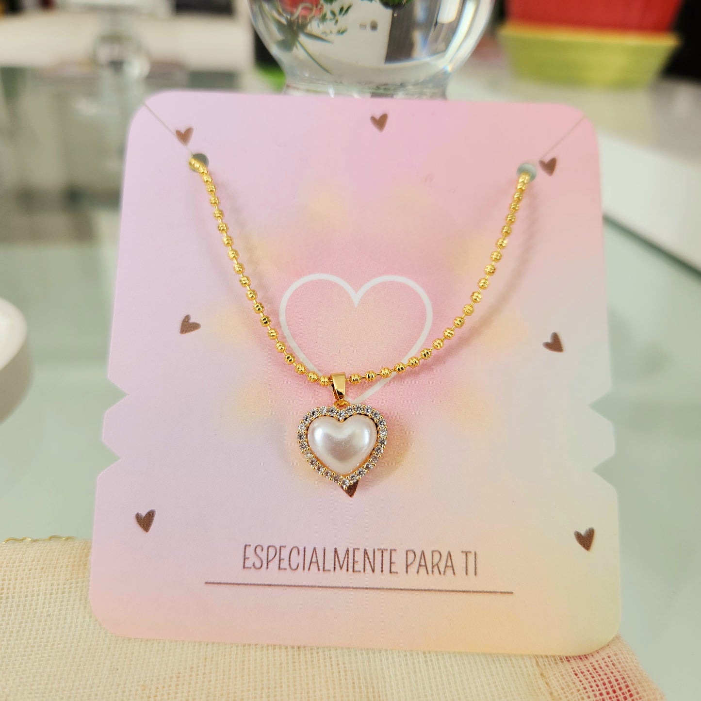 Collar Corazón Perla