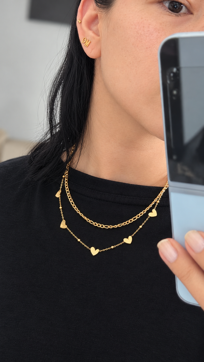 Collar Doble Corazones Acero