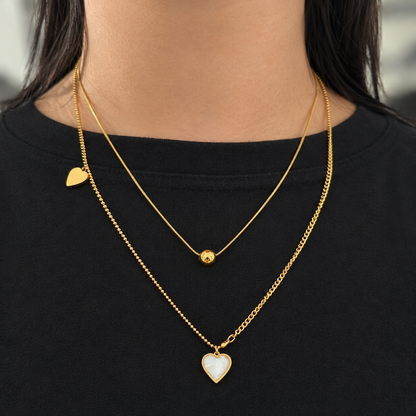 Collar Doble Corazón Nacar