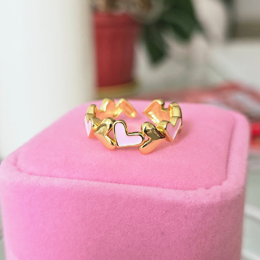 Anillo Corazones Rosa