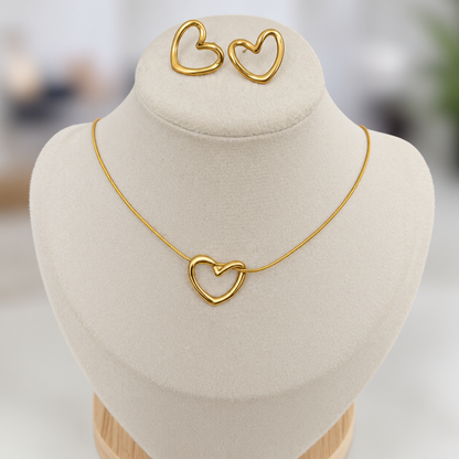 Set Collar Aretes Pulsera y Anillo Acero