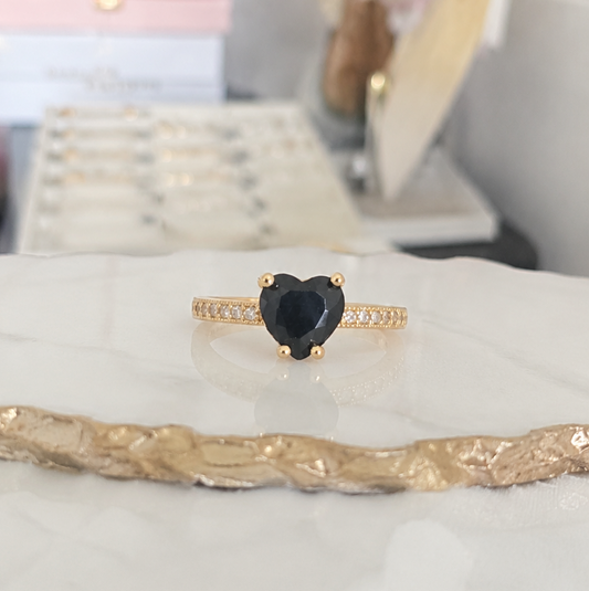 Anillo Corazón Negro Ajustable