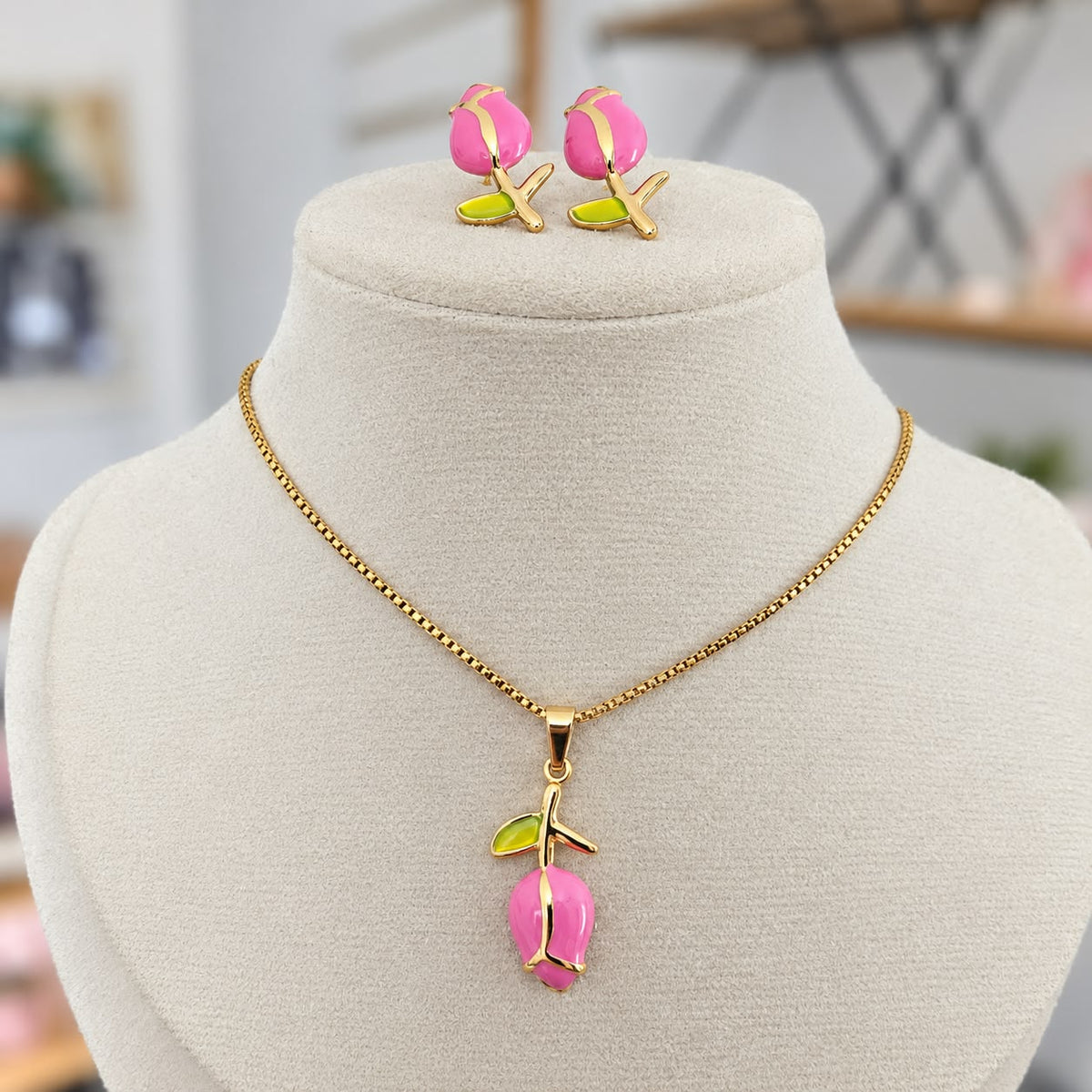 Set Tulipan Rosa Fucsia En Acero
