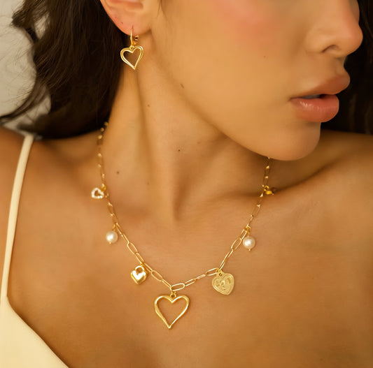 Juego Intense Corazones Charms Acero
