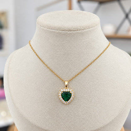 Cadena Corazón Verde Esmeralda