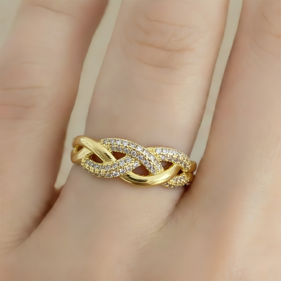 Anillo Trenzado Rodio Ajustable