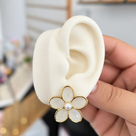 Topos Flor Blanco Perla Acero