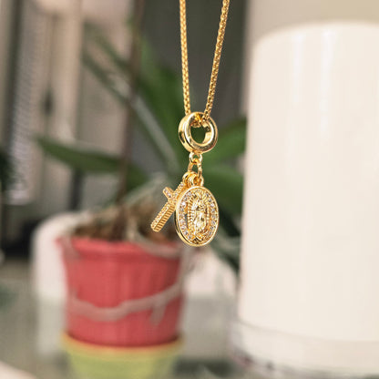 Cadena Cruz Virgen Corazón