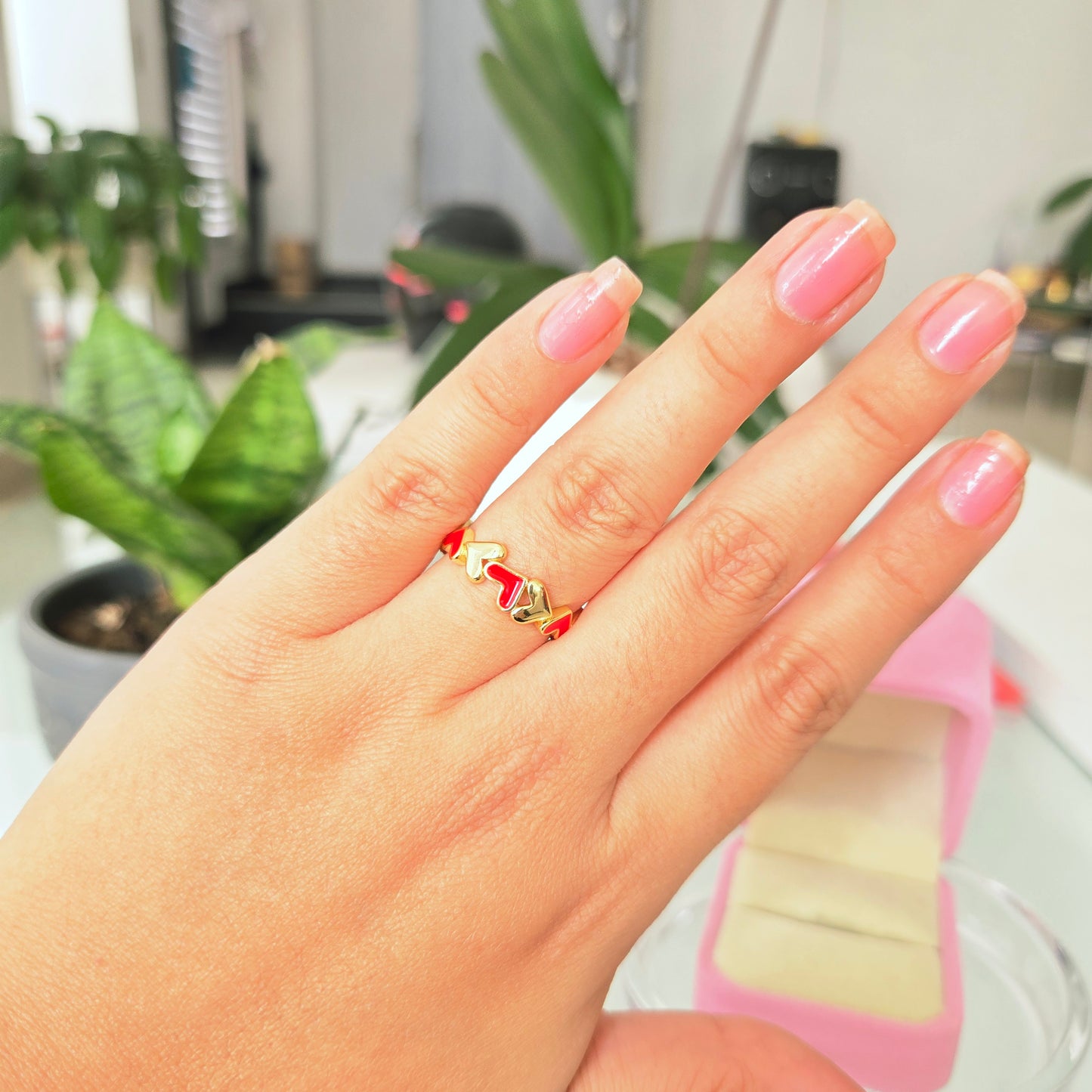 Anillo Corazones Rojo