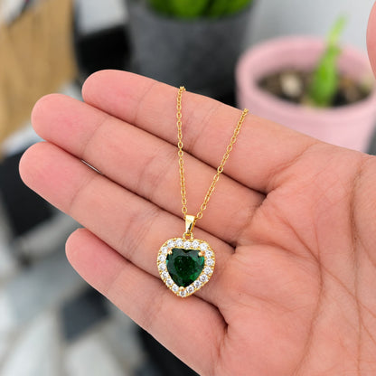 Cadena Corazón Verde Esmeralda