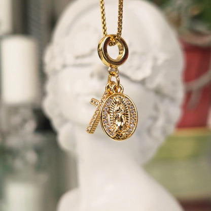 Cadena Cruz Virgen Corazón