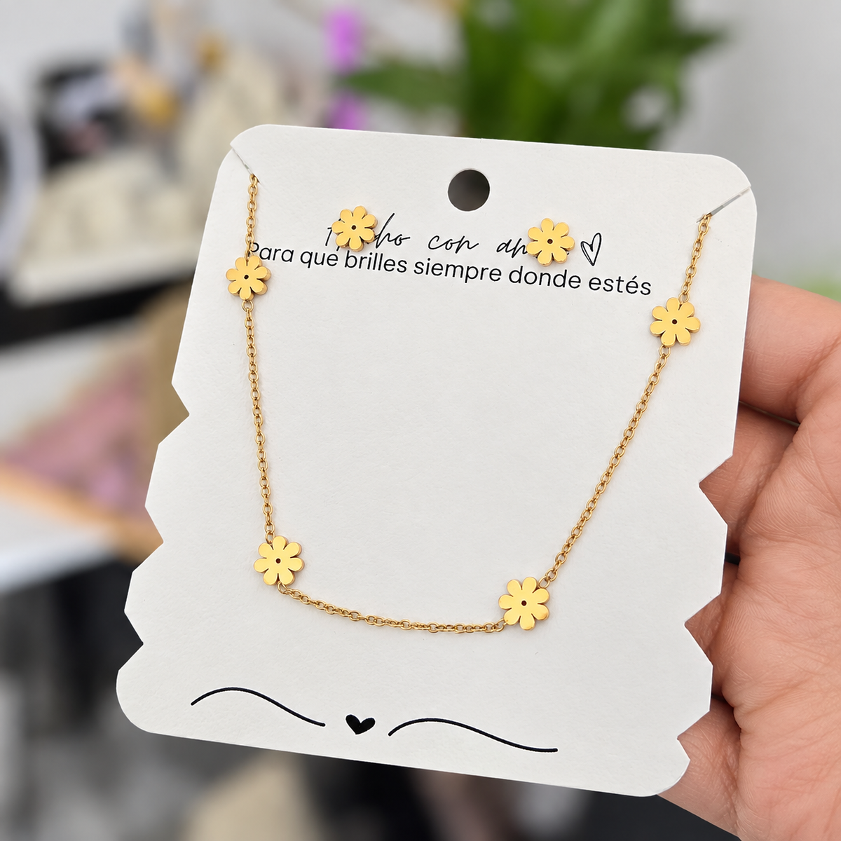 Set Collar y Topos Flor Acero