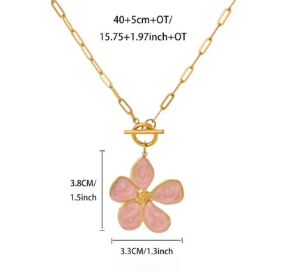 Collar Eslabon Flor Acero