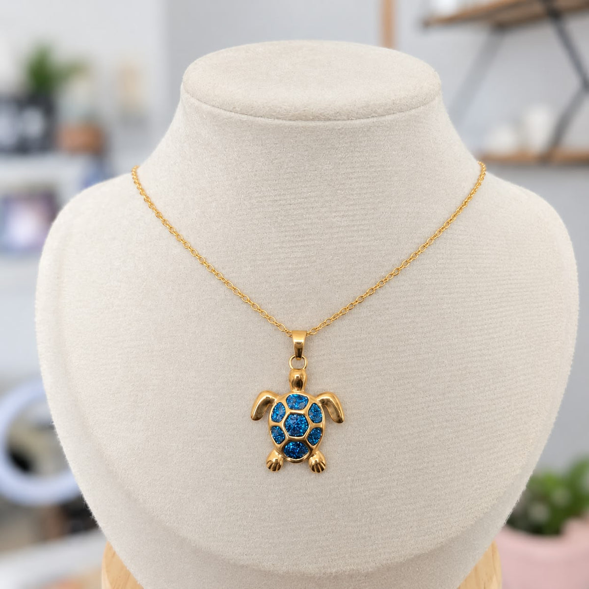 Cadena Tortuga Azul Acero