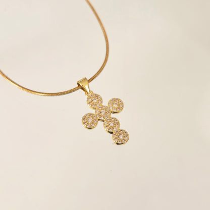 Cadena Cruz Blanca En Acero