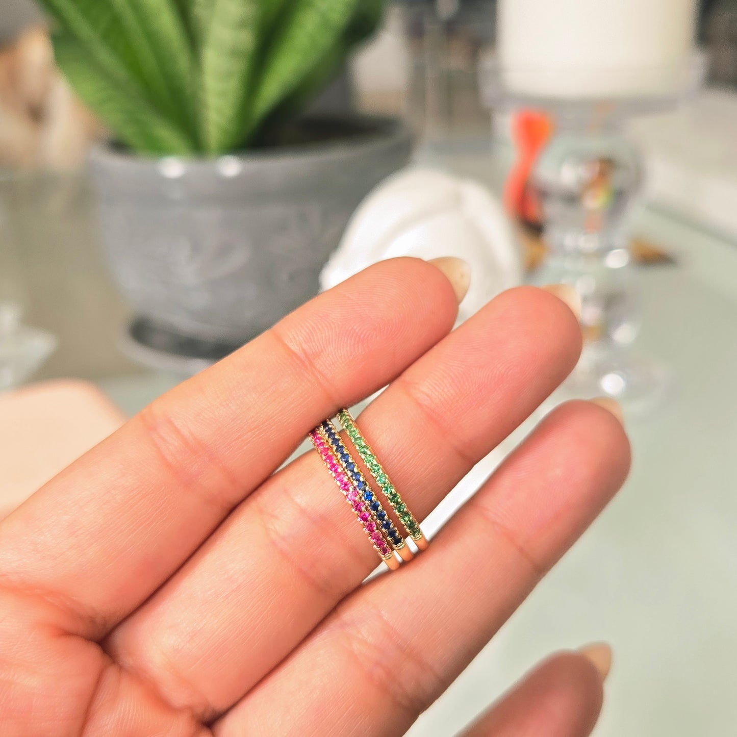 Anillo Triple talla 7 Multicolor