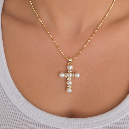 Collar Cruz Perlado