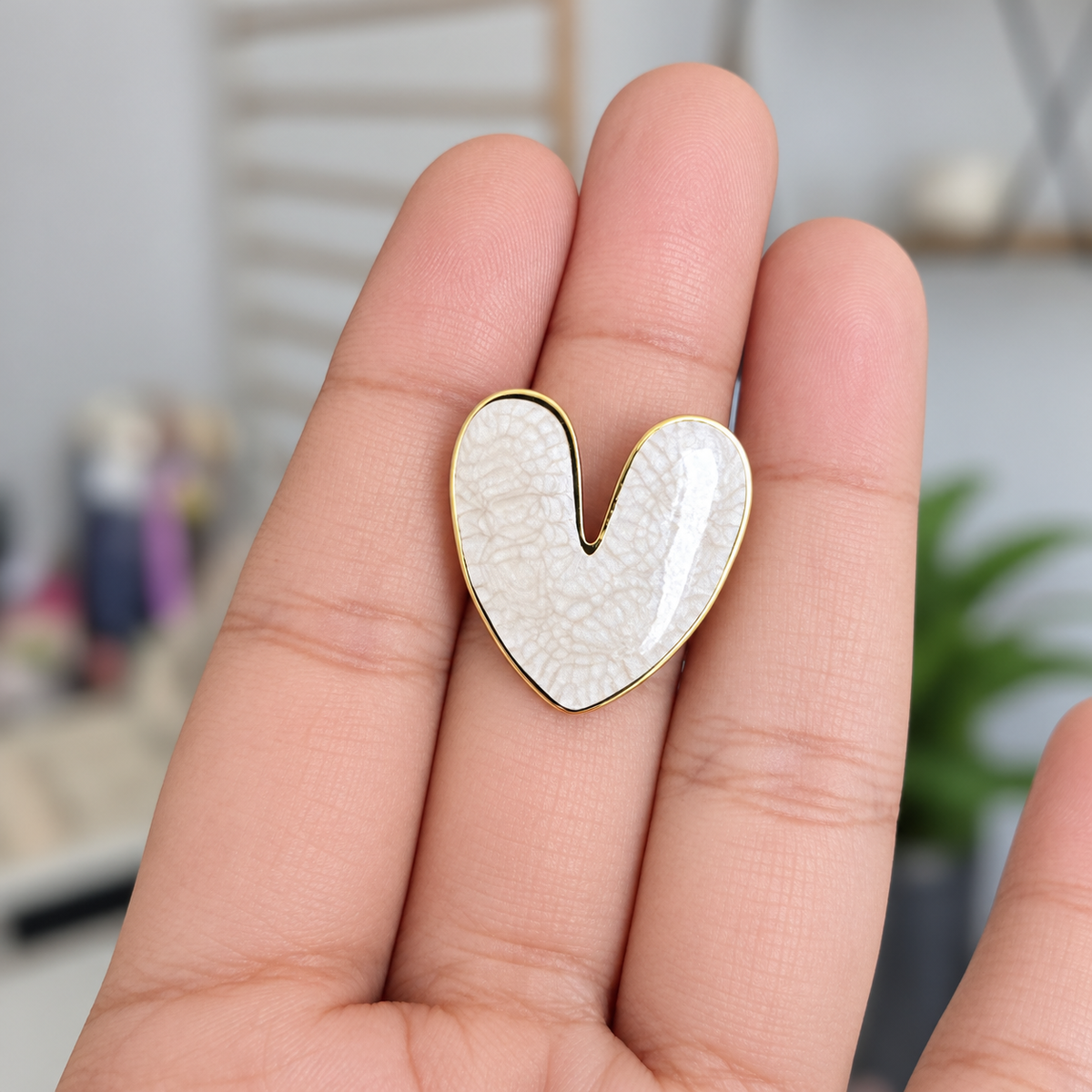 Anillo Corazón Blanco Marmolado en Acero